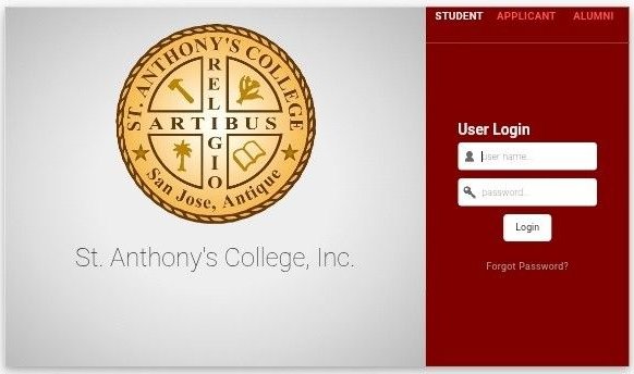 SAC Student Portal Login Screen